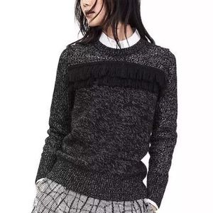Banana Republic | Black Fringe Crewneck Sweater S